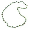 Avalaya Green Glass Bead/Sea Shell Nugget Long Necklace/100cm Long