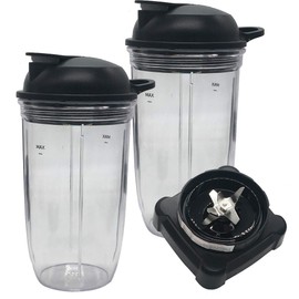 Replacement parts Exractor blade with 2pcs 24oz cup with spout lid, Compatible with Ninja Professional Household Blender 900 Watts BL550/B500C/ BL500/ NJ602, NJ602CO, NJ602NQ, NJ602Q,NJ602W