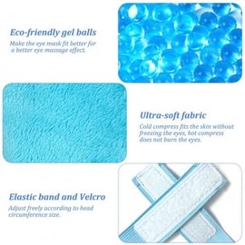 Nivofu 2 Piezas Máscaras Hielo Ojos Cara Gel Reutilizable Frío Calor Azul máscara de hielo reutilizable con abalorio de gel suave para mujeres y hombres, máscara facial de hielo cálida y refrescante