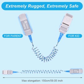 AOMIG Anti Lost Safety Wrist Link Belt, 1.5M Wrist Reins for Toddlers with Induction Lock, Baby Reins Toddler Reins for Walking & Travel, Toddler Wrist Strap for Walking (Blue)