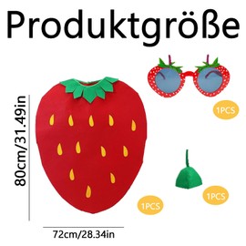 MXYZQDE Pack of 2 Strawberry Costume, Unique Group Costume, Funny Costume Strawberry Hat and Dress, Suitable for Carnival Party, Party Costumes, Role Play, Rekvisits