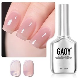 GAOY- Esmalte de uñas en gel Jelly Nude, esmalte en gel translúcido rosa transparente de 16 ml, secado con luz ultravioleta