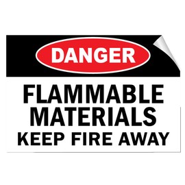 Danger Flammable Material Keep Fire Away Style A Hazard Label Decal Sticker 18 Inches X 24 Inches