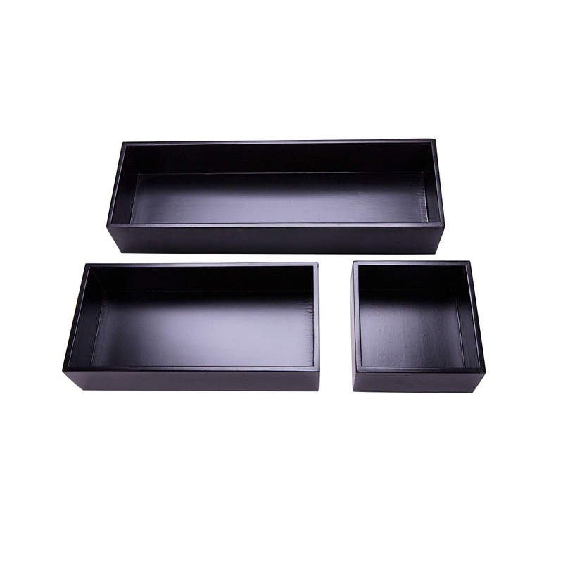 Sansnow Bamboo Drawer Organizer Box for Office Home Black 12"4"