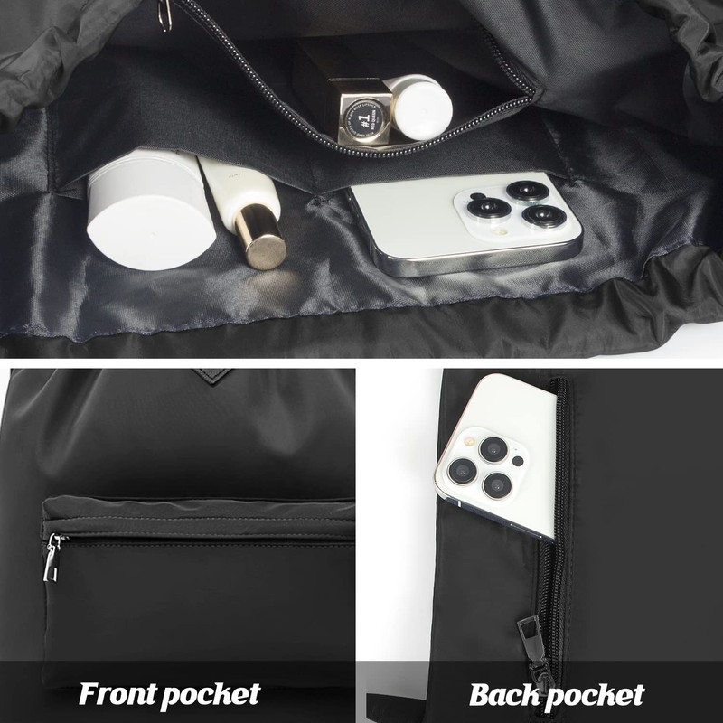 Drawstring Gym Backpack String Bag - Waterproof Nylon Large Sackpack