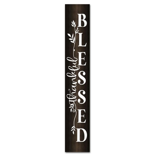 Bidesign (48x8) IN Tall Thankful Blessed Vertical Signs For Front