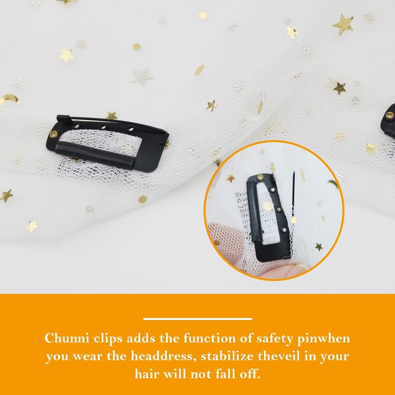 Luwrevc Chunni Clips with Safety Pins, 12Pcs Teeth Strong Dupatta