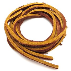 BCB Wear Geniune Leather Shoelaces 1/8" Square Solid Colors - Tan - 72"