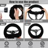 Womens Winter Fashion Wool Fur Steering Wheel Covers 3Pcs Set,