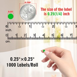 PARLAIM Dot Stickers 1/4 Inch Permanent Color Coding Sticker Label, 1000 PCS Small Round Circle Sticker Dots Labels per Dispenser Box, Green