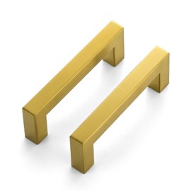 Ravinte 30 Pack 3-1/2 Inch Kitchen Square Cabinet Handles Cabinet Pulls Brushed Brass Drawer Pulls Kitchen Cabinet Hardware Kitchen Handles for Cabinets Cupboard Handles Drawer Handles