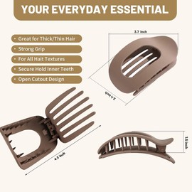 XFSRG Pack of 6 Women's Hair Clips, Flat Claw Clips, Non-Slip for Thick and Thin Hair, Hair Clips, Styling Accessories for Women and Girls (Multicoloured2)