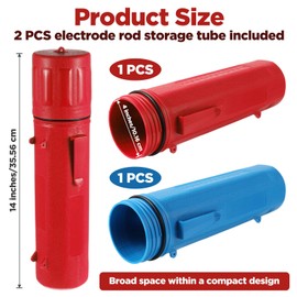2 Pcs Welding Rod Storage Tube 14 Inch Stick Electrode Storage Container Airproof Waterproof for Welding Rod Canister(Red and Blue)