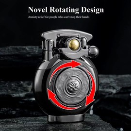 YANCONG Vintage Kerosene Lighter with Rotatable Compass, Cool Lighters for Smoking, Unique Birthday Gifts for Men Dad Husband (Knurled)