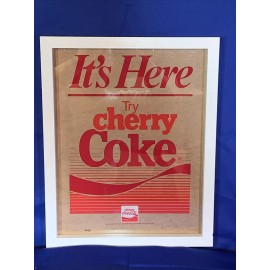 Coca-Cola "It’s Here , Try Cherry Coke"  Entry Door Window Cling  12”X17” 1985 Rare NOS !