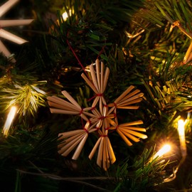 com-four® Straw Stars in a Mixed Set - Christmas Tree Decorations - Straw Pendants for the Christmas Tree - Natural Hanging Decorations for Christmas Tree