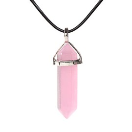 Justinstones Synthetic Cat's Eye Gemstone Hexagonal Pointed Reiki Chakra Pendant Genuine Leather Necklace 18 Inch