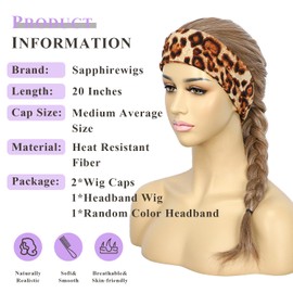 SAPPHIREWIGS Brown Headband Wigs for Women Body Wavy Headband Wigs Highlight Natural Brown Hair Put On and Go Glueless Half Wig for Women Daily Party Use 20 Inch