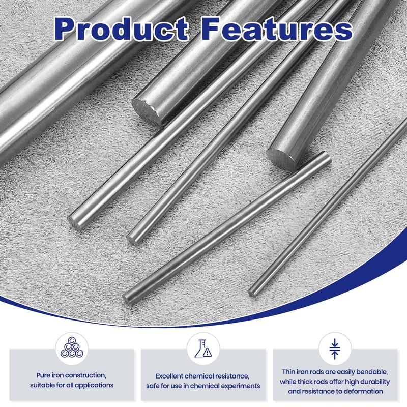 PATIKIL Pure Iron Rod Diameter 0.63 inch (16 mm) Length