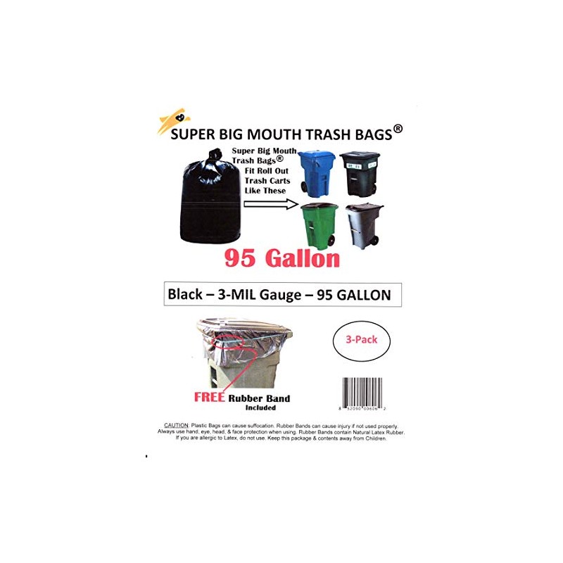 95 Gallon Super Big Mouth Trash Bags 3-Pack Plus 1