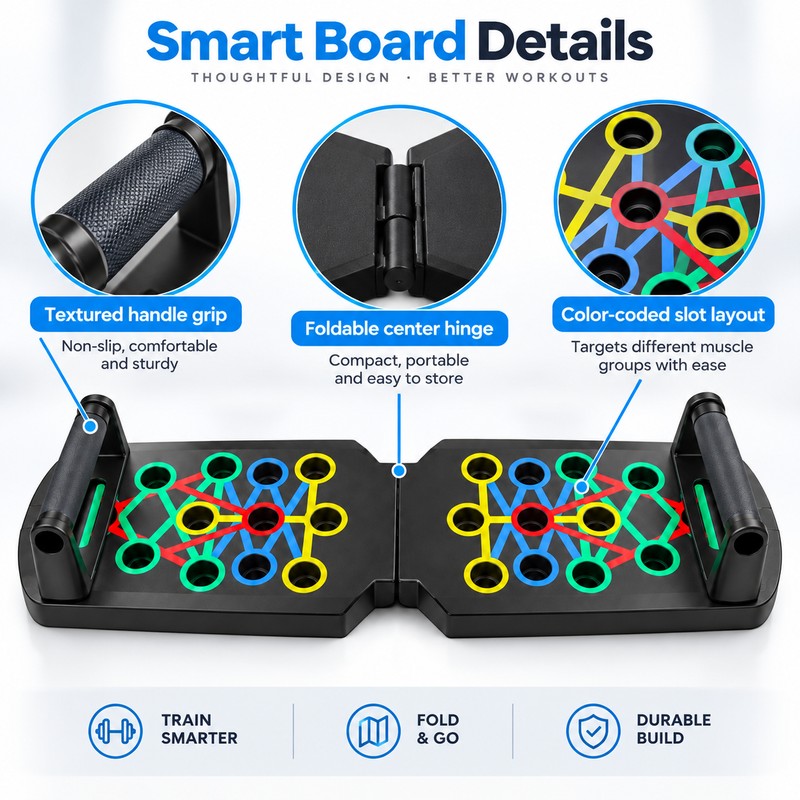 Foldable Push-Up Board Set for Strength Training – Handle System