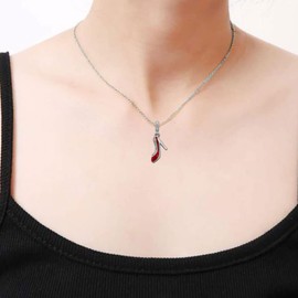 KunBead Jewelry 18 inch Red Enamel High-heeled Shoes Crystal Charm Dainty Pendant Necklace for Women