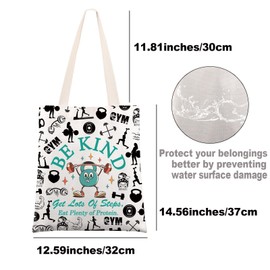 MYSOMY Gym Lover Tote Bag Fitness Gifts Be Kind Get Lots Of Steps Eat Plenty Of Protein Workout Instructions Tote Bag (Be Kind UK)