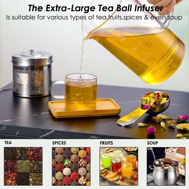 TEEMADE 2 Packs Extra Large Tea Filters for Loose Leaf