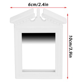 1 : 12 Dollhouse Mirror, Miniature Vanity Mirror Elaborate Design Simulated Bathroom White Mirror for Miniature Dollhouse Decoration