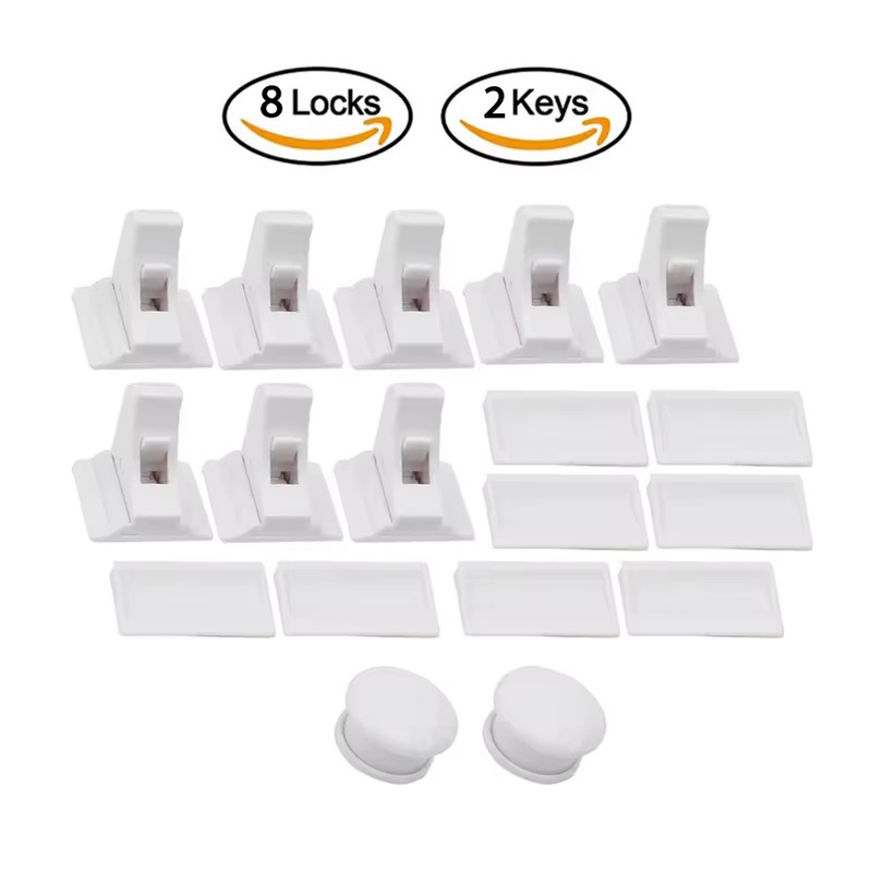 Magnetic Child Safety Cabinet Locks with Adhesive Drawer Latches
