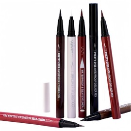 SUIKONE Liquid Eyeliner, Color Eyeliner, Eyeliner Pencil, Waterproof, Extra Fine, Long Lasting, Won't Fall Off, Quick Drying, Cosmetics, Eye Makeup, Beginners (05# Rust Color Fall Foliage, 1.2 ml)