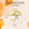 EMEGCY Ginkgo Biloba Brooch with pearl for Women, Gold Ginkgo