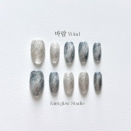 [Wind] Handmade nail tips - Almond / [바람 Wind] 수제네일팁 - 아몬드