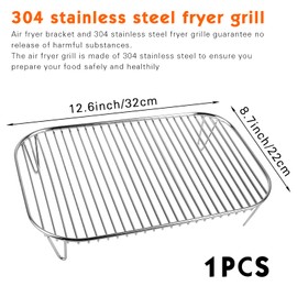 WANDGU Hot Air Fryer Grill Rack: 304 Stainless Steel Fryer Grill, Air Fryer Stand, Air Fryer Accessories, Hot Air Fryer Rack for Ninja OG701 OG751 Woodfire 7 in 1 Grill