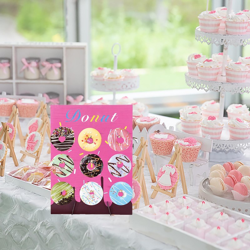 Pink Wood Donut Wall Display Stand Reusable Doughnut Board Holder