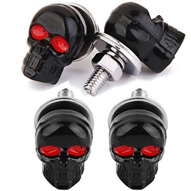 Heart Horse 6mm License Plate Tag Frame Windshield Trim Bolts Screws Fantastic Replacement Black Skull Red Eye 4PCS