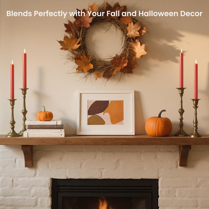 Velsyn Terra Cotta Flameless Taper Candles with Remote and Timer,