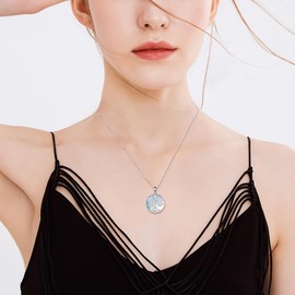 Bunny/Dragonfly/Chakras/Tree of Life/Owl/Lotus/Cow/Elephant Chain Sterling Silver Bunny Pendant Jewellery Abalone Shells/Moonstone Animal Jewellery Gifts for Women Girls, Sterling Silver, Moonstone