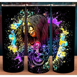 Glow in the Dark Sally Nightmare Before C.  Paint Splatter Cup Mug Tumbler 20oz
