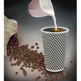 Golden Spoon 50 Pack Disposable Stylish Paper Coffee Cups 16 OZ Checkered Design