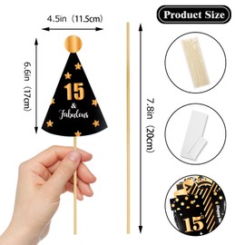 LINGTEER Happy 15th Birthday Party Photo Booth Props,Cheers to 15th Birthday Fifteen Years Old Bday Party Centerpieces Props Decorations Sign.