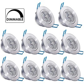 10 Pack,Pocketman 110V 5W Dimmable LED Ceiling Light Downlight,Cool White Spotlight Lamp Recessed Lighting Fixture,with LED Driver