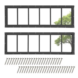 COLORPAPA 2 Pack Shed Windows, 10"x35" Transom Window Fixed Design with Tempered Glass for Shed, Chicken Coop, Playhouse, Household, Garage, Barns (Black)