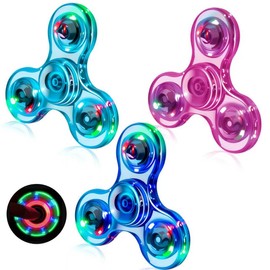 FIGROL 3 Pack LED Light Up Fidget Spinners - Christmas Gifts & Stocking Stuffers. Crystal Finger Toy for Stress Relief, Gifts for Kids & Teens.