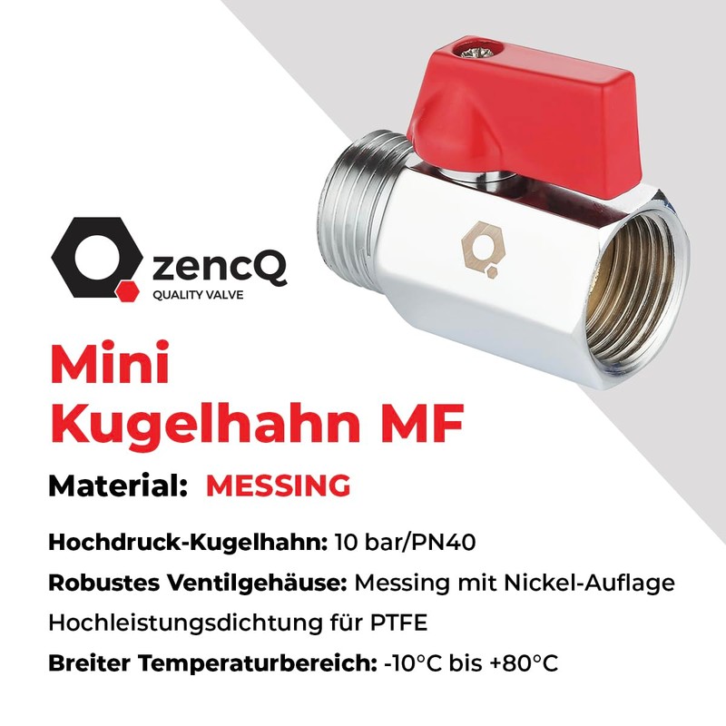 zencQ Mini Valve Ball Valve 1/2 Inch MF