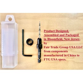 FTG USA Adjustable Wood Countersink Drill Bit #6 (9/64") with Tapered Drill Bit for Woodworking