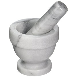 Fox Run Small Marble Mortar and Pestle Set, White, 3.5"