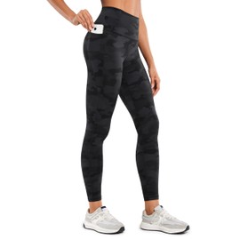 CRZ YOGA Womens Butterluxe Workout Leggings 25 Inches - High Waisted Gym Yoga Pants with Pockets Buttery Soft Dark Grey Camouflage 2 Large