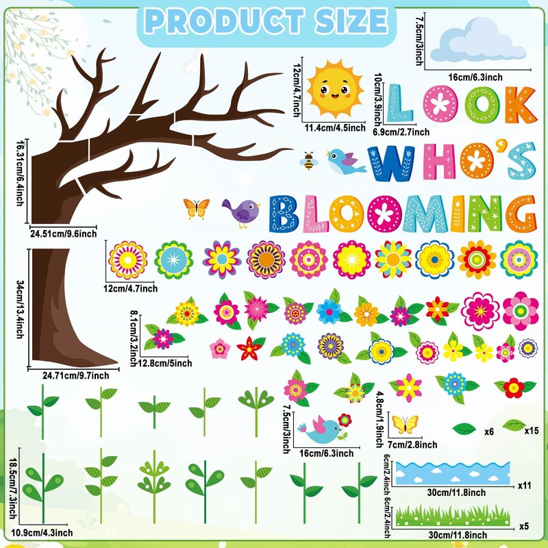 Spring Bloom Flower Bulletin Board Set Look Who’s Blooming Classroom