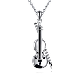 YFN Violin Necklace Sterling Silver Music Pendant Necklace Violin Jewelry For Women Violin Gifts For Mother